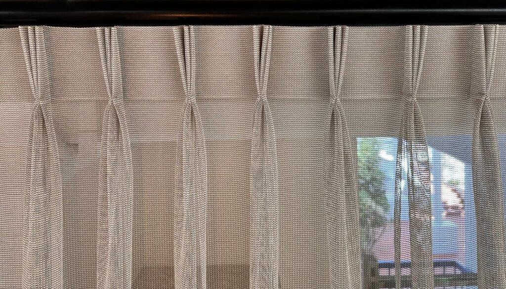 Triple pinch pleat curtain heading for a sheer curtain in Perth