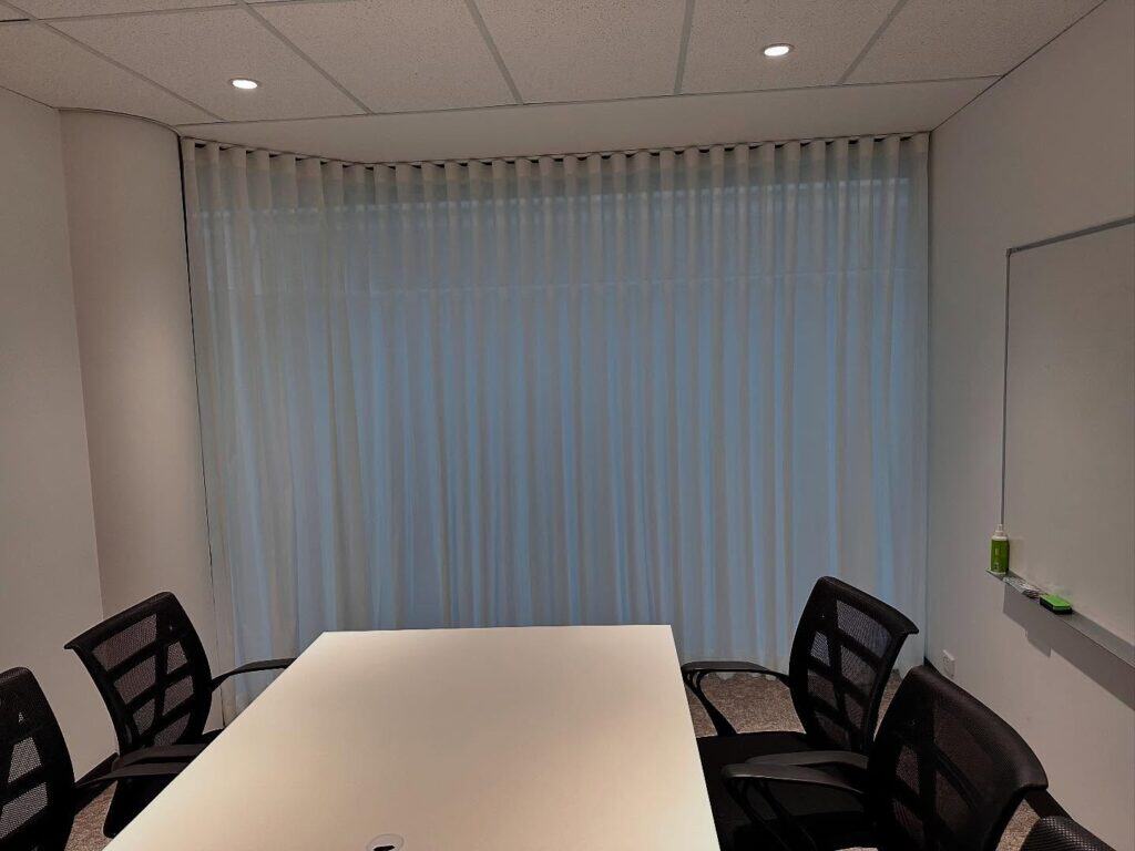 acoustic sheer curtains with s-Wave heading in Perth meeting room