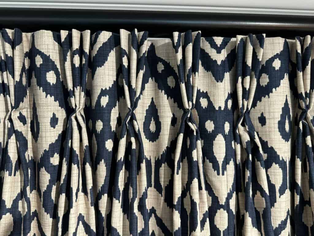 Triple pinch pleat curtain heading made by Hay Interiors in Nedlands