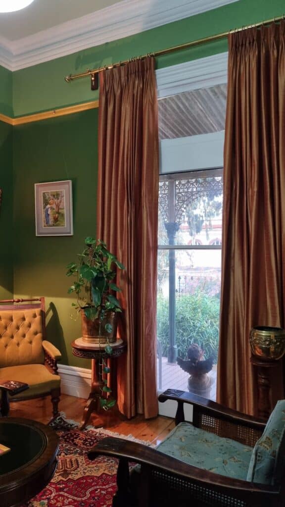 Silk heritage curtains at Allora House Kalgoorlie