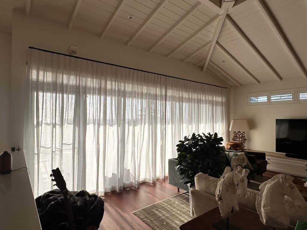 linen sheer curtain in Perth showing the natural creases