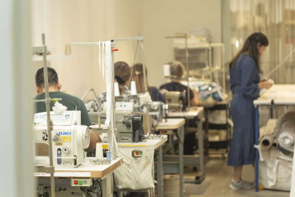 Curtains being made by hand in the Hay Interiors Perth workroom