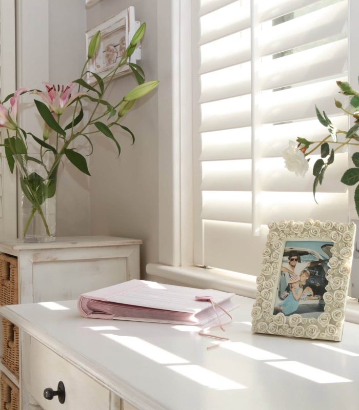 Plantation shutters in a Perth home office