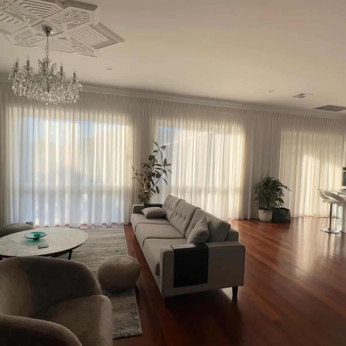 Perth living room with sheer curtains