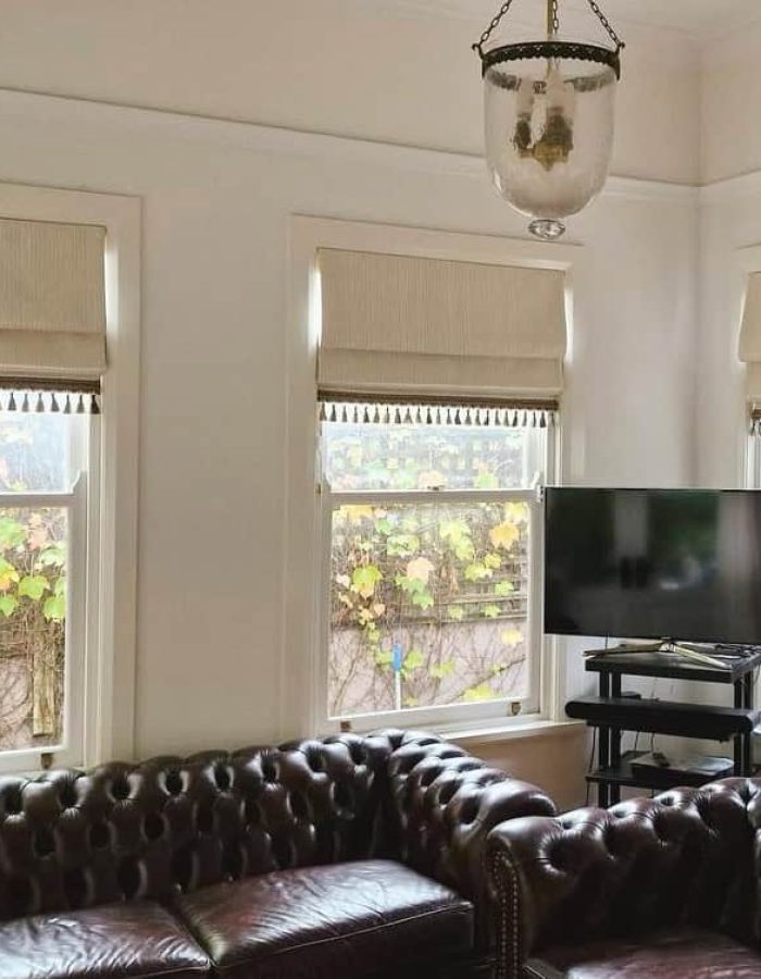 Roman blinds made in our Nedlands workroom, fitted in a Perth home