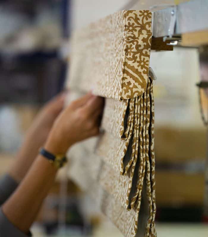 Roman blinds being made in the Hay Interiors workroom in Nedlands